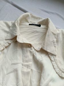 Vintage Cream Ruffled Collar Blouse