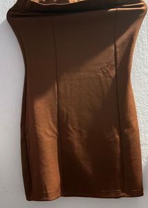 Chic Brown Strapless Dress