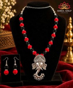 Boho Ganesha Necklace &amp; Earring Set