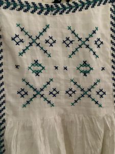 White Embroidered Midi Dress