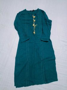 Teal Blue Kurta with Tassel Detail