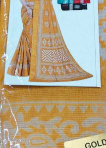 Red Saree with White Print