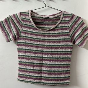 Striped Cropped Knit Top