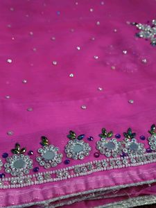 Baby Pink Heavy Embroidered Saree