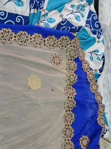 Royal Blue Embellished Saree
