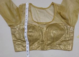 Designer Golden Sequence Backless Net Blouse