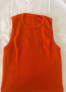 Bright Orange Ribbed Tank Top