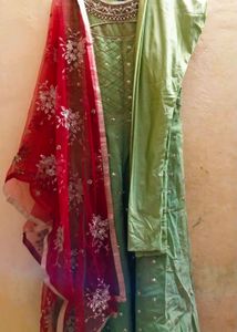 Elegant Embroidered Ethnic Gown with Dupatta