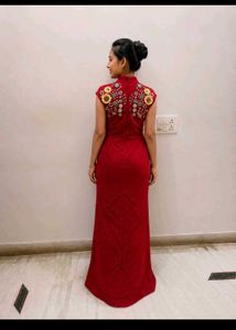 elegant red embroiderey gown