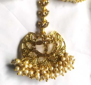 Golden Pearl Earring Tika Set