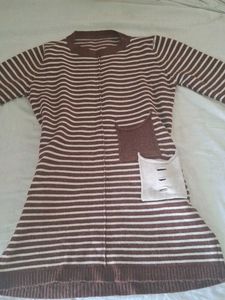 Chic Striped Knit Dress with Unique Pocket Detail