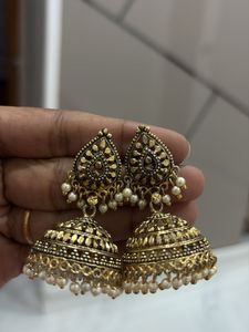 Big Golden butta Jhumka Earrings
