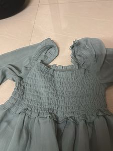 Boho Square Neck Smocked Dress