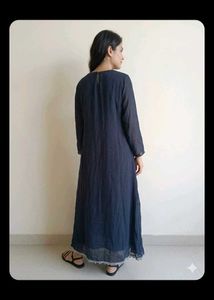 Elegant Grey-Blue Kurta Set with Sequins