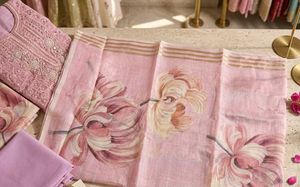 Elegant Pink Embroidered Kurta Set material