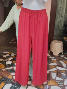 Berry Red Wide-Leg Pants