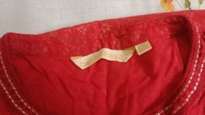 Red Foil-Printed Kurta