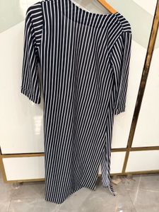 Striped Midi Dress with Cardigan