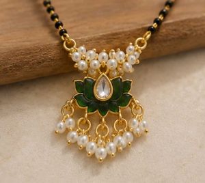 Elegant Green Lotus Mangalsutra Set