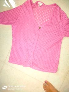 Chic Pink Knit Cardigan Sweater