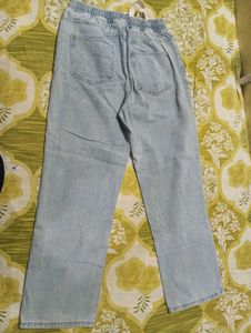 Cute Cat Print Light Wash Jeans