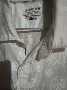 Men Shirt Short Sleeve Beige Colour Printed Floral