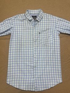 Men's Blue Plaid Button-Down Shirt
