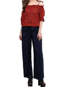 Chic Red Off-Shoulder Boho Top