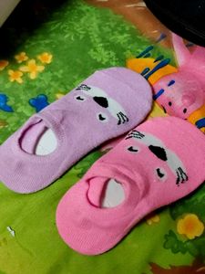 Cute No-Show Socks - Pink & Purple