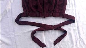 Burgundy Tie-Waist Crop Top