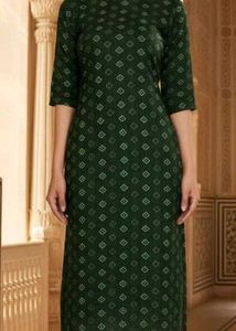 Green Ethnic Kurta with Diamond Print
