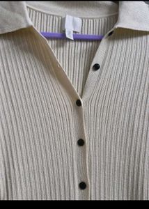 H&amp;M Ribbed Button-Up Knit Dress