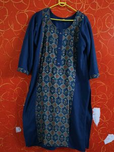 Blue Printed woollen Kurta