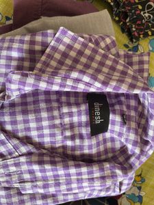 Men's Purple Gingham Short Sleeve Shirt