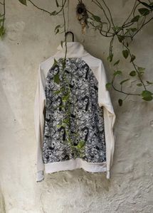 Unique Graphic Print Zip-Up Jacket