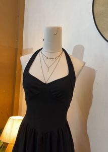 Elegant Black Halter Neck Dress