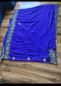 Royal Blue heavy handwork Saree