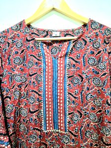 Red Floral Print Kurta