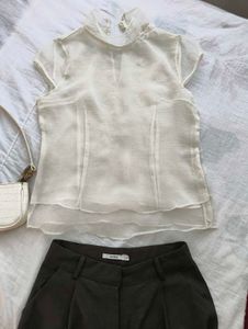 Sheer White Mock Neck Top