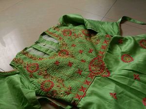 Elegant Lime Green Embroidered Gown