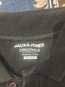 Men's Black Polo Shirt with Striped Sleeves