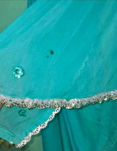 Elegant Teal Dupatta with Embellished Border
