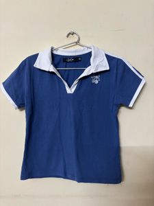 Blue Polo T-Shirt with Cherry Detail