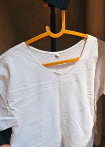 White Lace Trim V-Neck Top