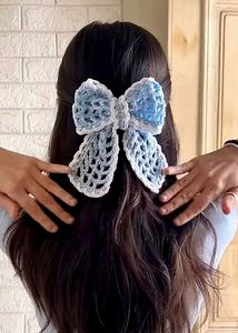 Crocheted Bow Hair Clips - Set of 2