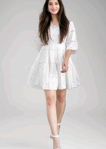 White Polka Dot Tunic Top