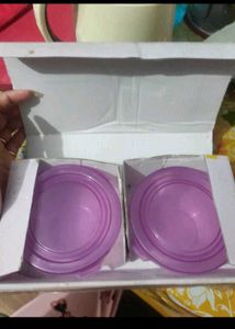 Glass Bowls with Lavender Lids (Set of 2)