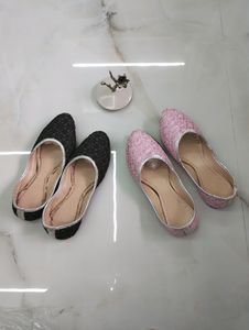 Black And Pink Bellies/Jutis (Combo Of 2)