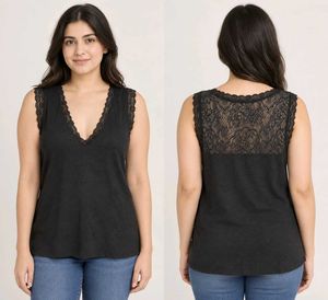 Lace Trim V-Neck Tank Top