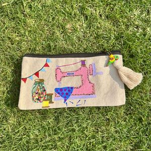 Handmade Embroidered Sewing Machine Pouch